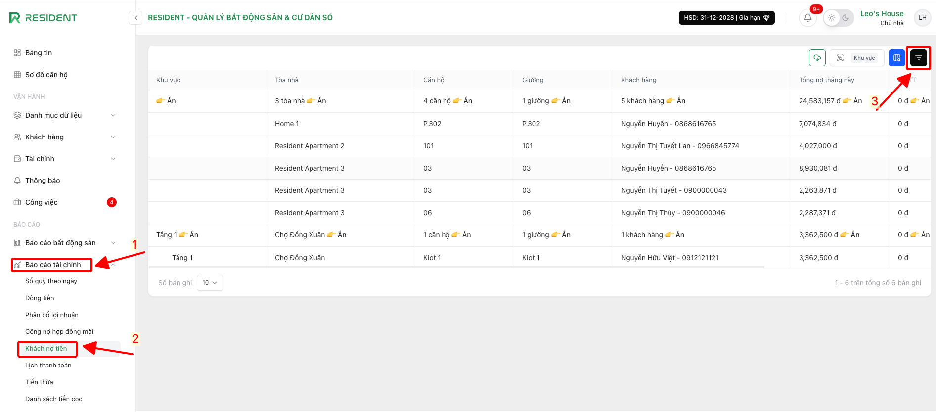 Nút lọc dữ liệu